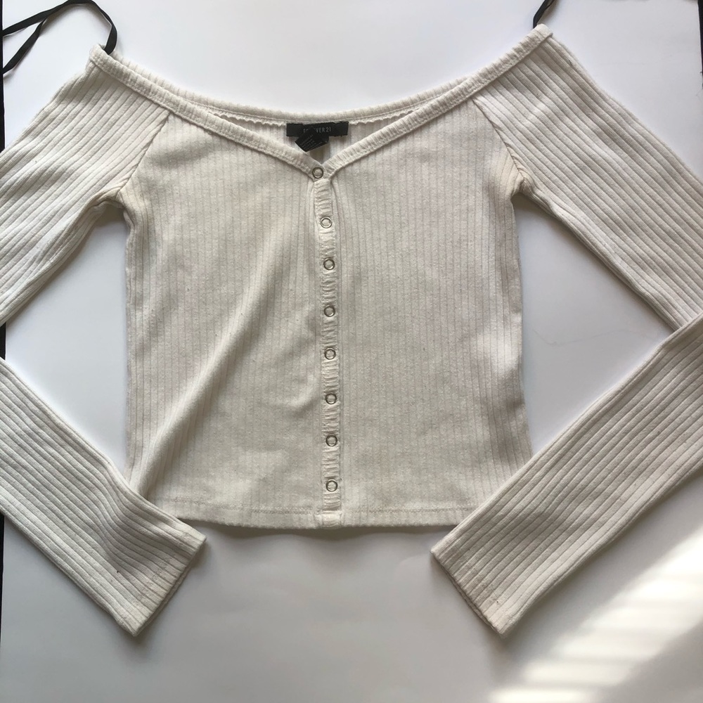 white off the shoulder crop top